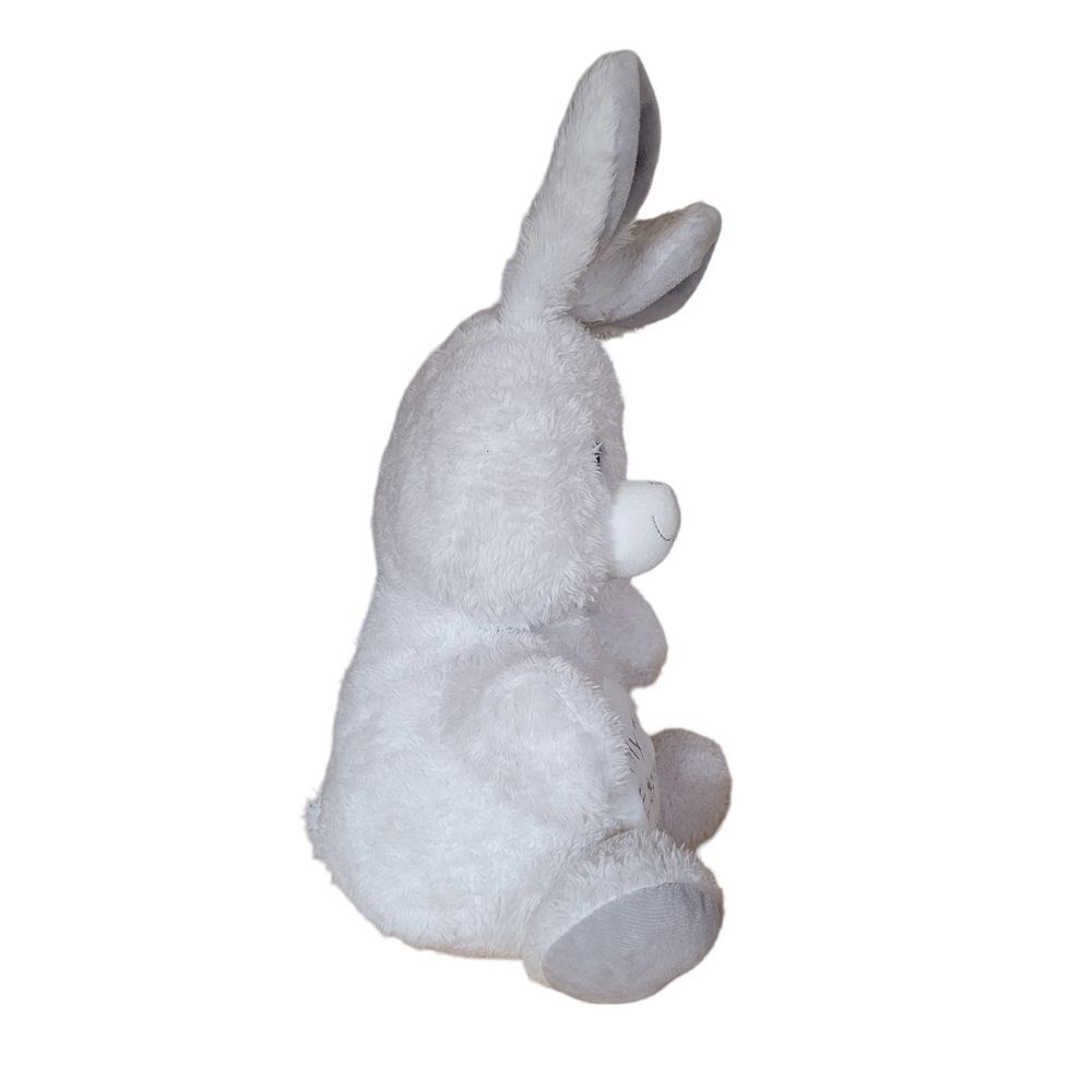 Kelly Baby My First Easter Bunny Rabbit White With Grey Ears RATTLE Plush! - Picture 4 of 7